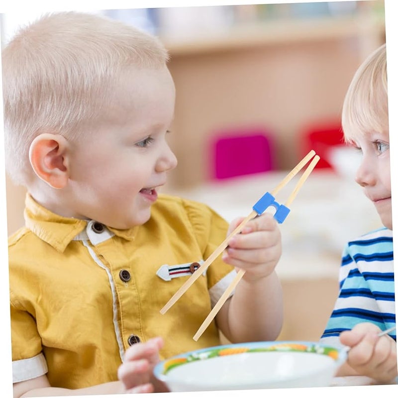 أغطية عيدان تناول الطعام القابلة لإعادة الاستخدام باللون الأزرق 5 قطع مع مشبك للتدريب والسفر - Image 4